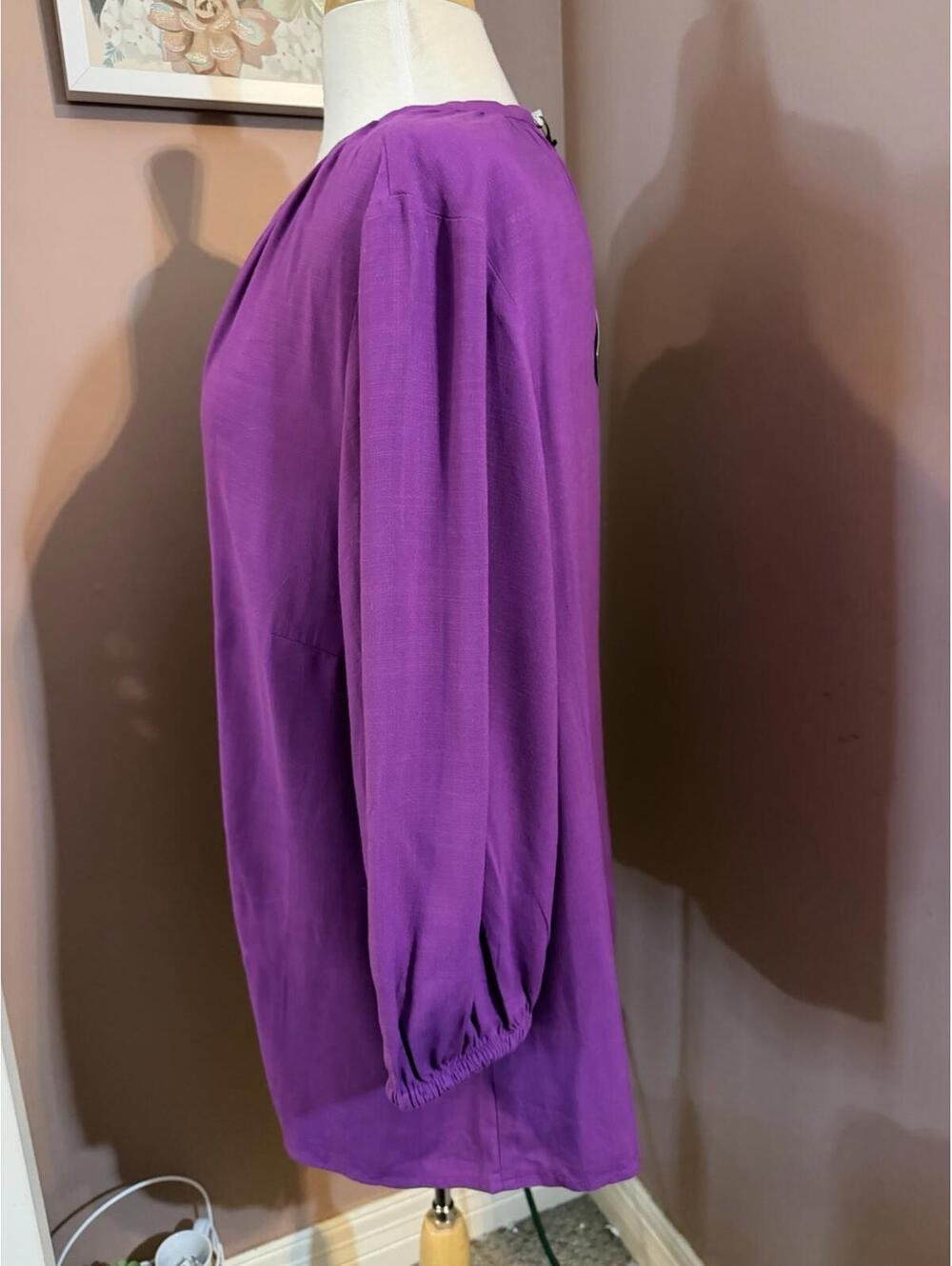 Ava & Viv Rayon Pullover Blouse Womens Size 1X Purple 3/4 Sleeve New - Picture 2 of 9